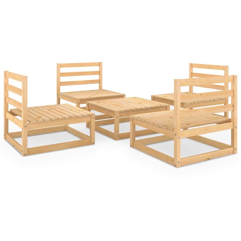 

juego de muebles de jardín 5 piezas madera pino maciza - Rogal