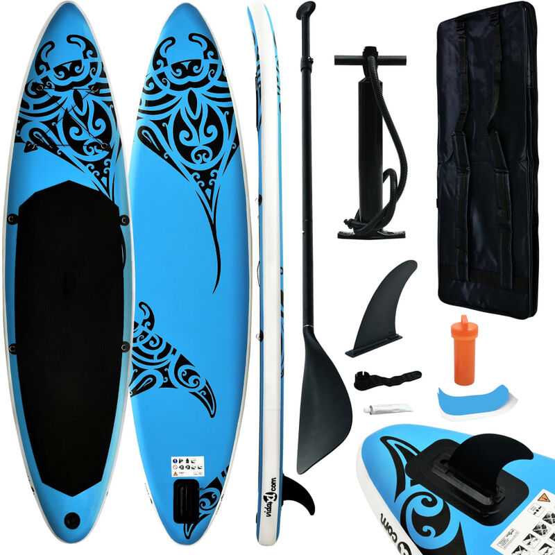 

juego de tabla de paddle surf hinchable azul 305x76x15 cm - Rogal