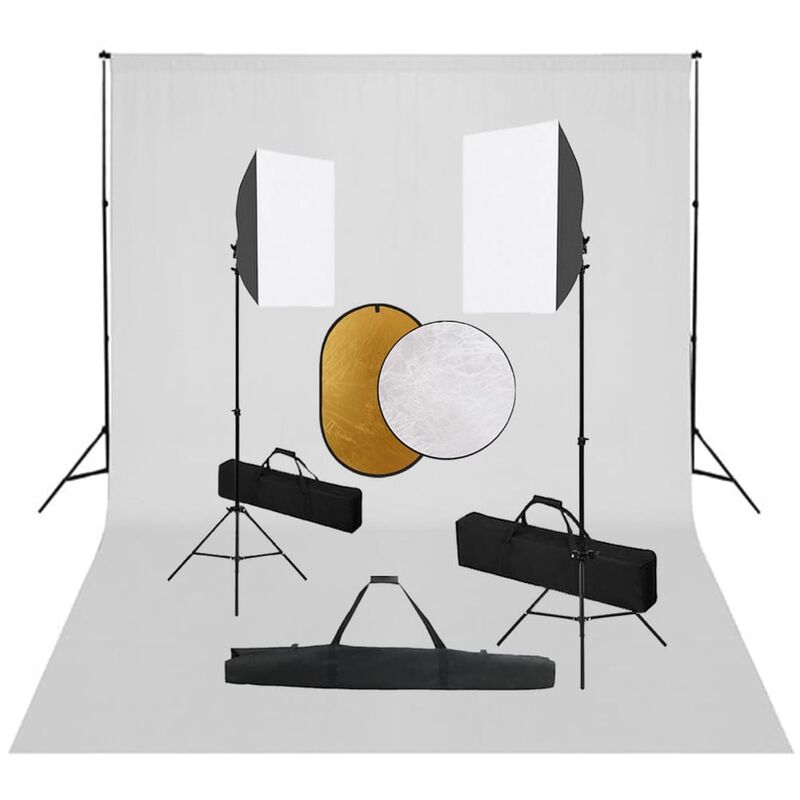 

kit de estudio fotográfico con luces softbox, fondo y reflector - Rogal