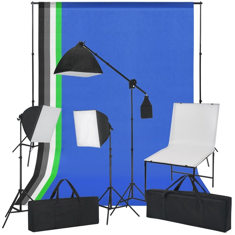 

kit de estudio fotográfico con soporte, luces y fondos - Rogal