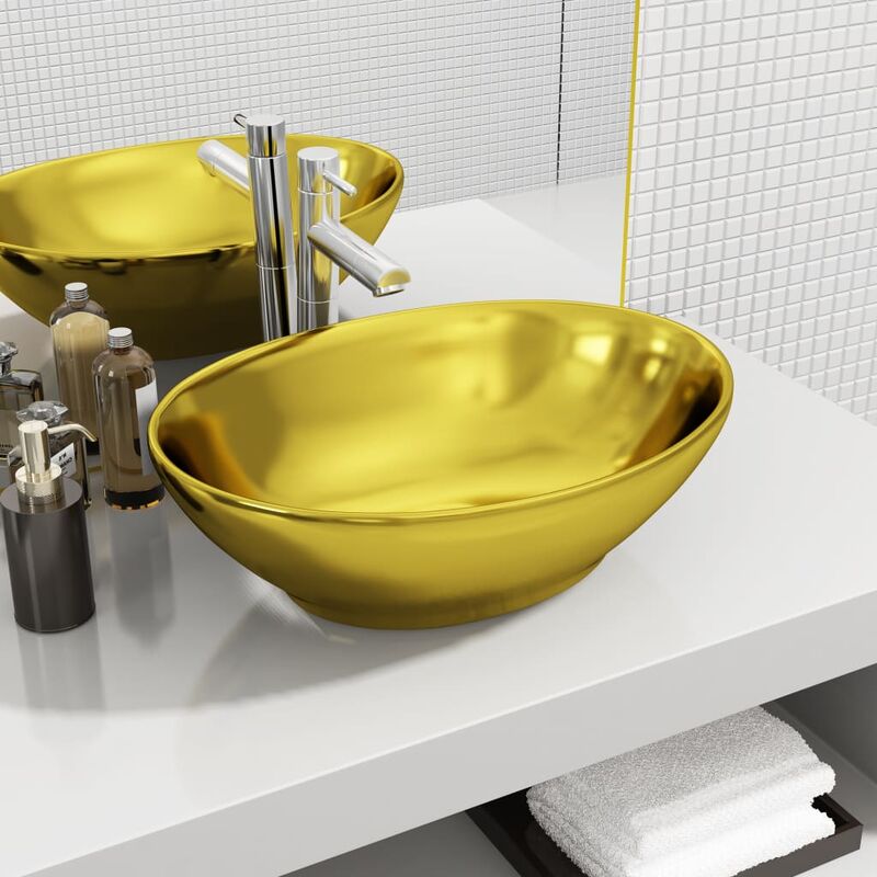 

lavabo 40x33x13,5 cm cerámica dorado - Rogal