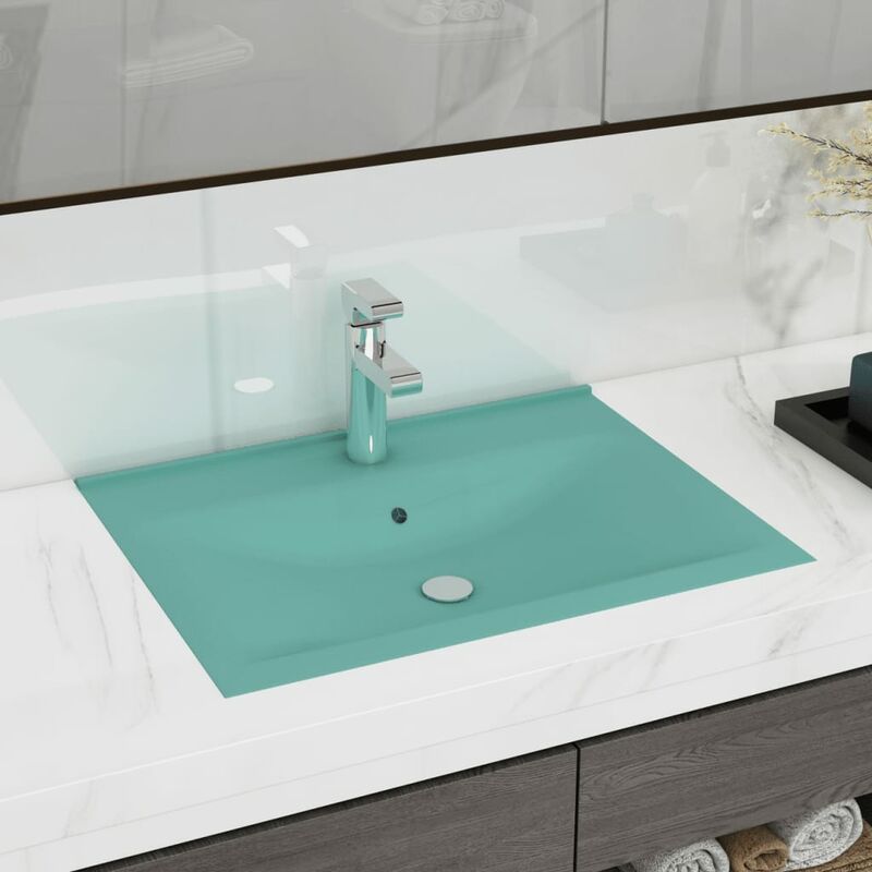 

lavabo de lujo con grifo cerámica 60x46 cm verde claro - Rogal