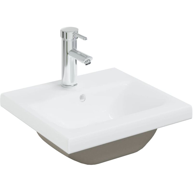 

Rogal - lavabo empotrado con grifo cerámica blanco 42x39x18 cm