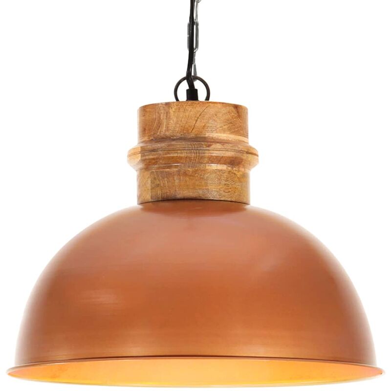 

lámpara colgante industrial redonda mango cobre 42 cm e27 - Rogal