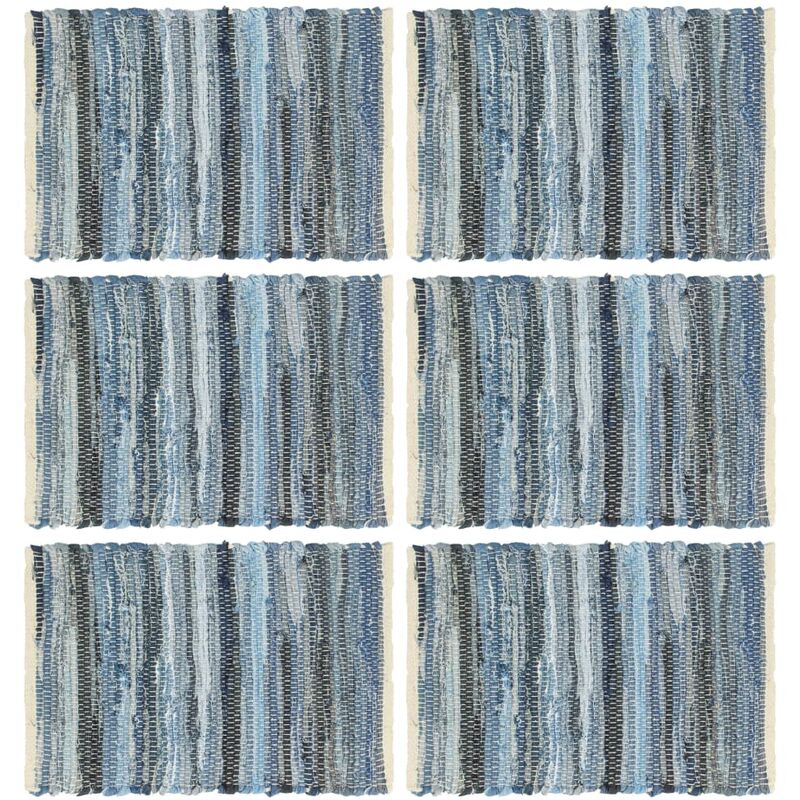 

manteles individuales 6 uds chindi vaquero algodón azul 30x45cm - Rogal