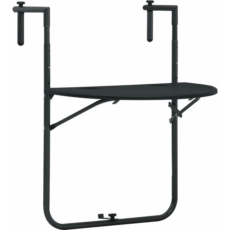 

mesa balcón colgante plástico aspecto ratán negro 60x64x83,5 cm - Rogal