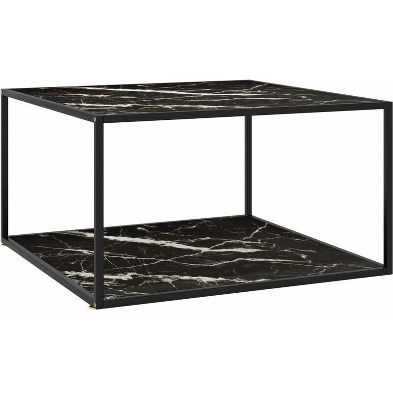 

mesa de centro negra con vidrio de mármol negro 90x90x50 cm - Rogal