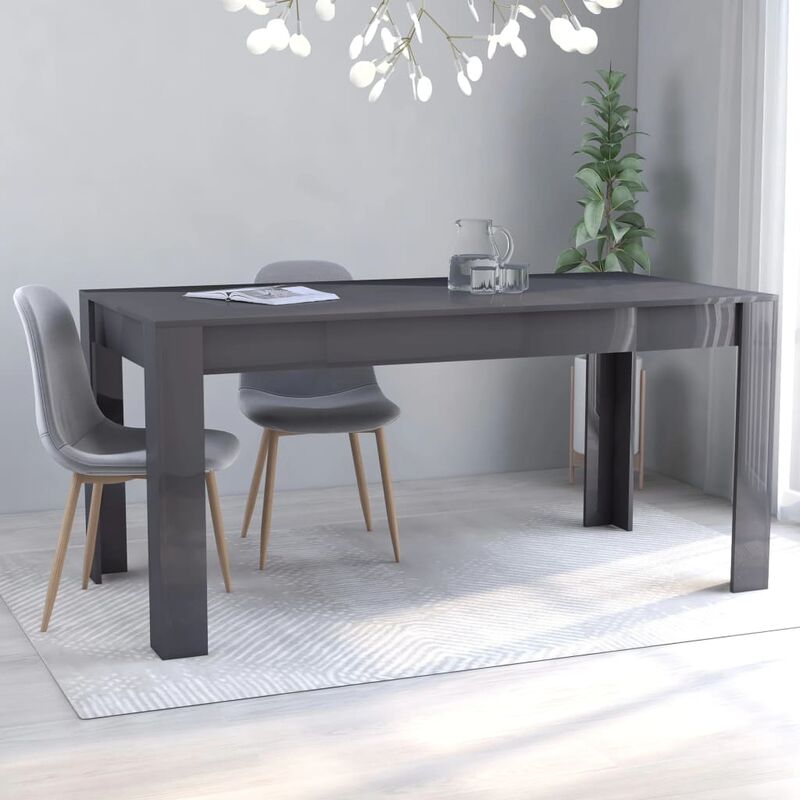 

Rogal - mesa de comedor de aglomerado gris brillante 160x80x76 cm