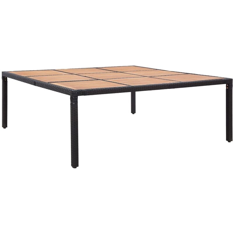 

mesa de jardín ratán pe y madera acacia negro 200x200x74 cm - Rogal