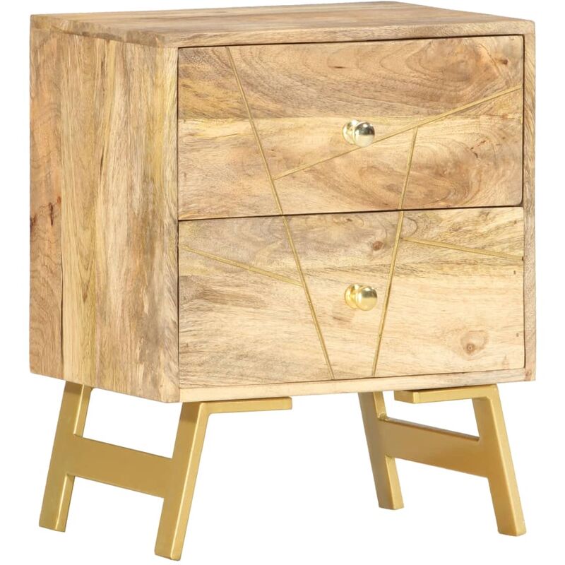 

mesita de noche de madera maciza de mango 40x30x50 cm - Rogal