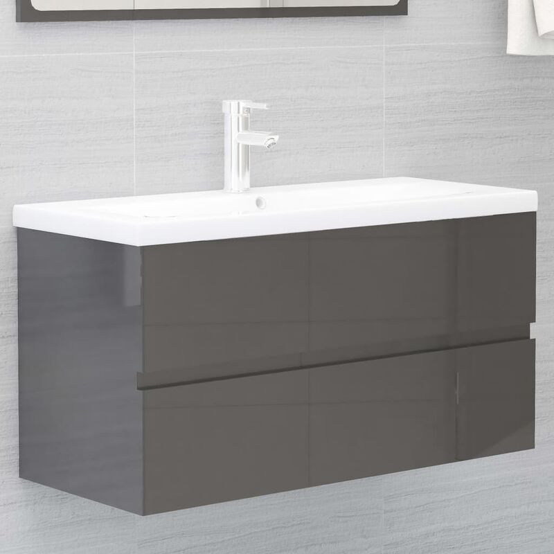 

Rogal - mueble con lavabo aglomerado gris brillante