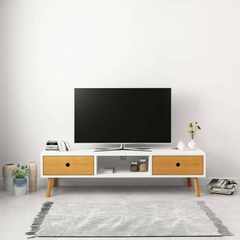 

Rogal - mueble para la tv de madera maciza de pino blanco 120x35x35 cm