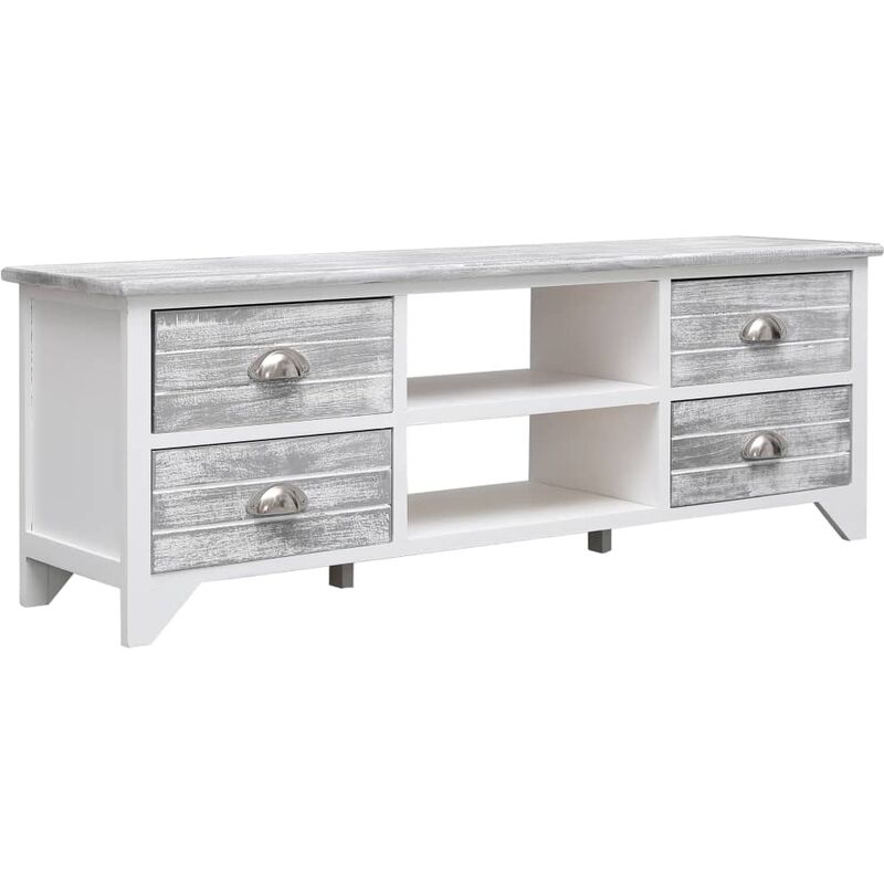 

Rogal mueble para tv madera paulownia blanco y gris 115x30x40 cm Rogal