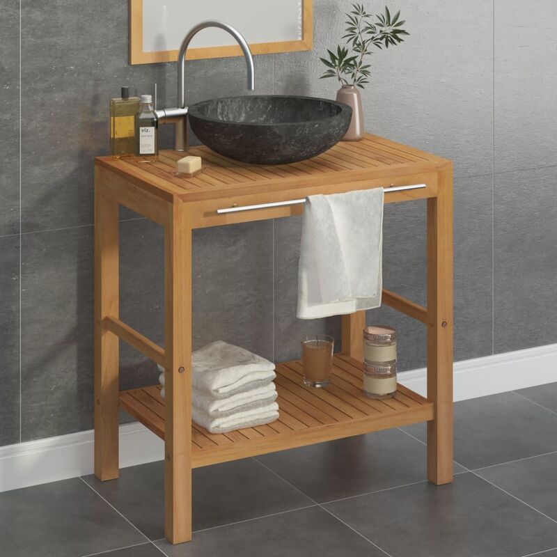 

Rogal - mueble tocador madera teca maciza con lavabo de mármol negro