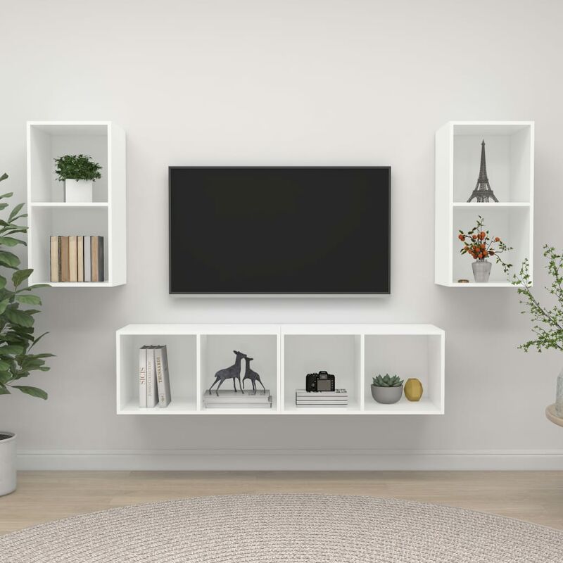 

Rogal - muebles de pared para tv 4 uds aglomerado blanco