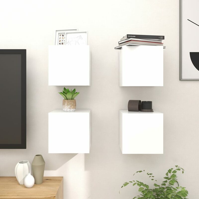 

muebles de pared para tv 4 uds blanco 30,5x30x30 cm - Rogal