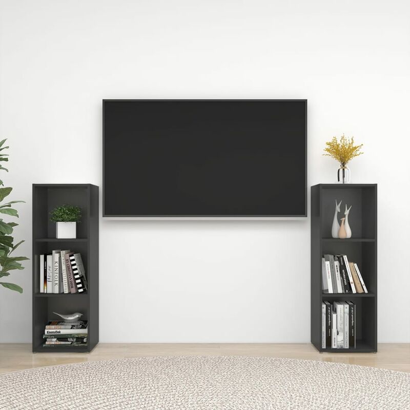 

Rogal - muebles para tv 2 uds aglomerado gris 107x35x37 cm