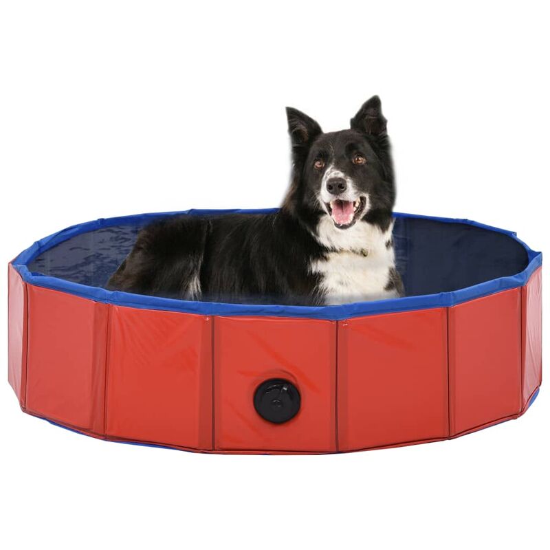 

piscina para perros plegable pvc rojo 80x20 cm - Rogal