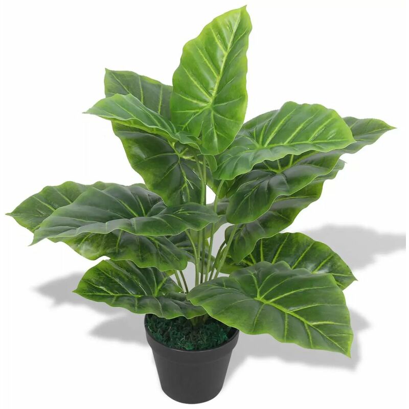 

planta de taro artificial con macetero verde 45 cm - Rogal