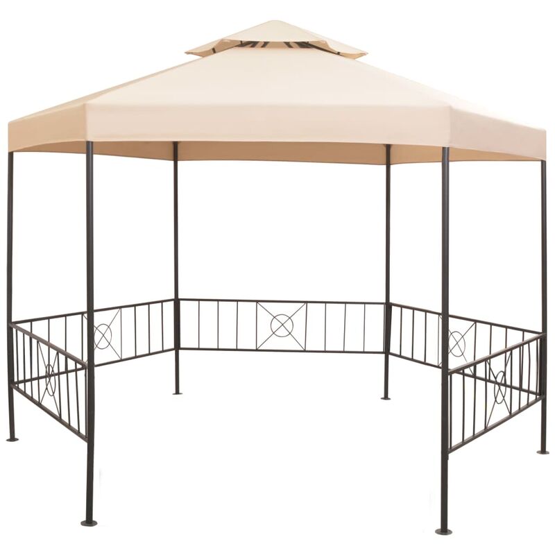 

pérgola/cenador de jardín hexagonal beige 323x265 cm - Rogal