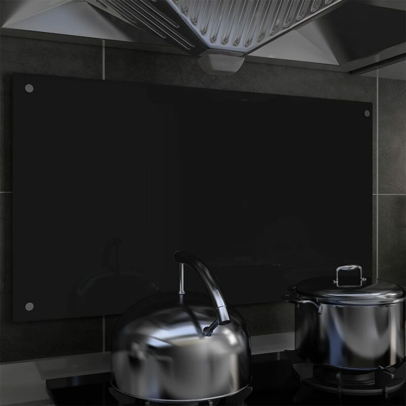 

protección salpicaduras cocina vidrio templado negro 90x50 cm - Rogal