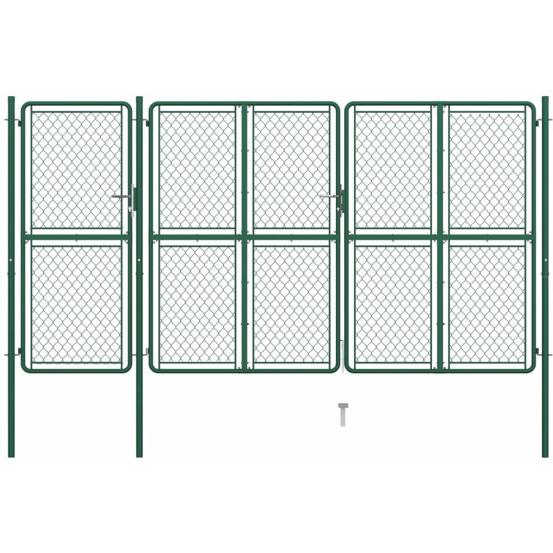 

puerta de jardín de acero verde 150x395 cm - Rogal