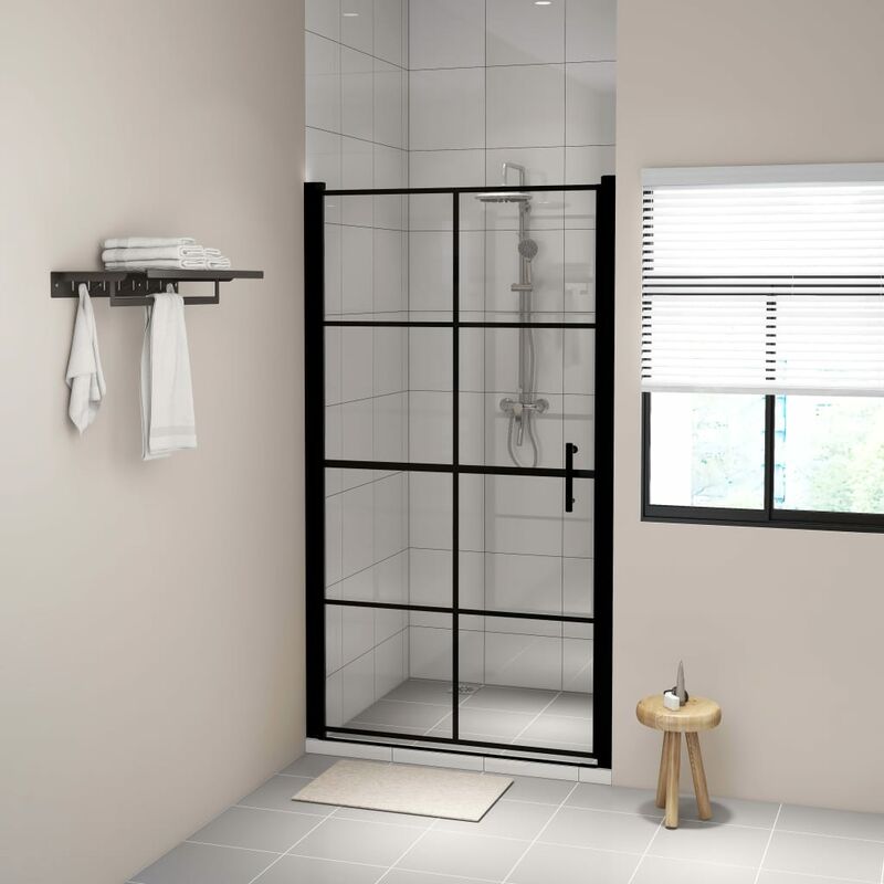 

puertas de ducha de vidrio templado negro 100x178 cm - Rogal