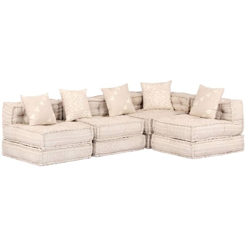 

puf modular de 4 plazas de tela beige - Rogal