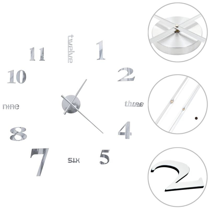 

Rogal reloj de pared 3d de diseño moderno 100 cm xxl plateado Rogal