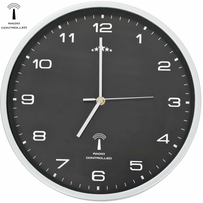 

reloj de pared radiocontrol movimiento de cuarzo 31 cm negro - Rogal