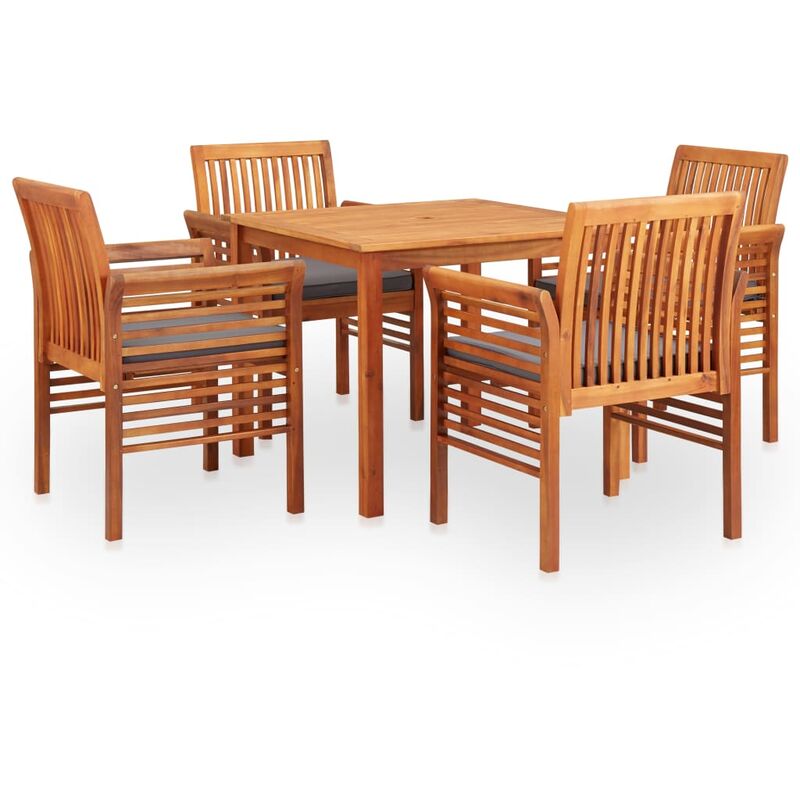 

set comedor de jardín 5 pzas y cojines madera maciza de acacia - Rogal