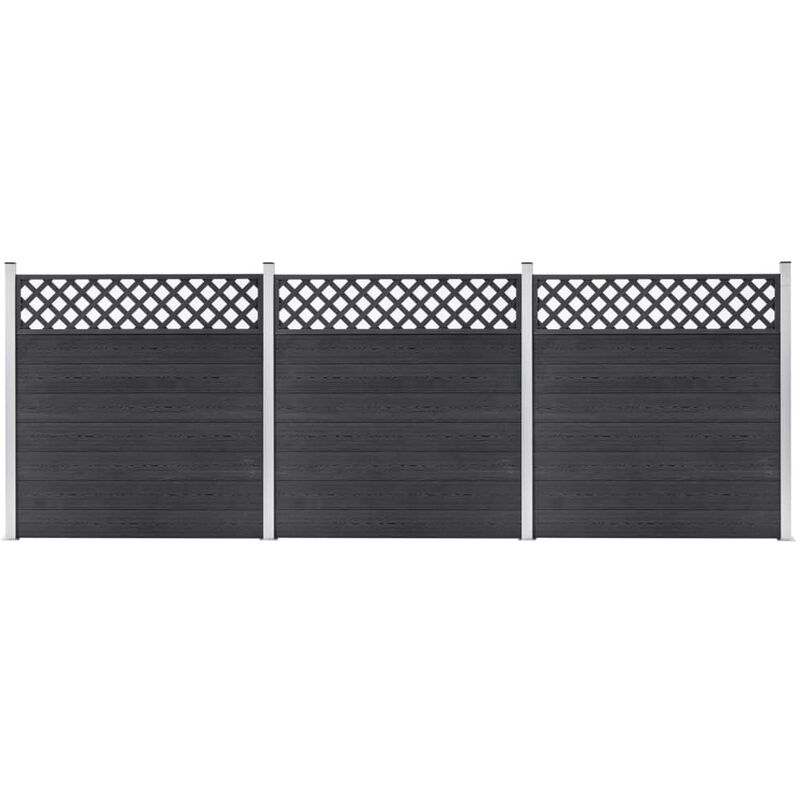 

set de 3 vallas cuadradas wpc gris 526x185 cm - Rogal