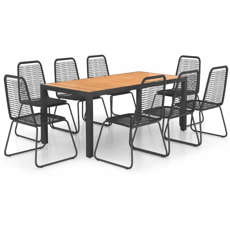 

set de comedor de jardín 9 piezas pvc ratán negro y marrón - Rogal