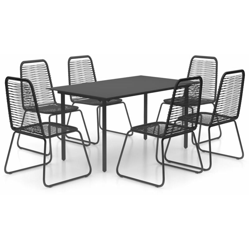 

set de comedor de jardín de 7 piezas pvc ratán negro - Rogal