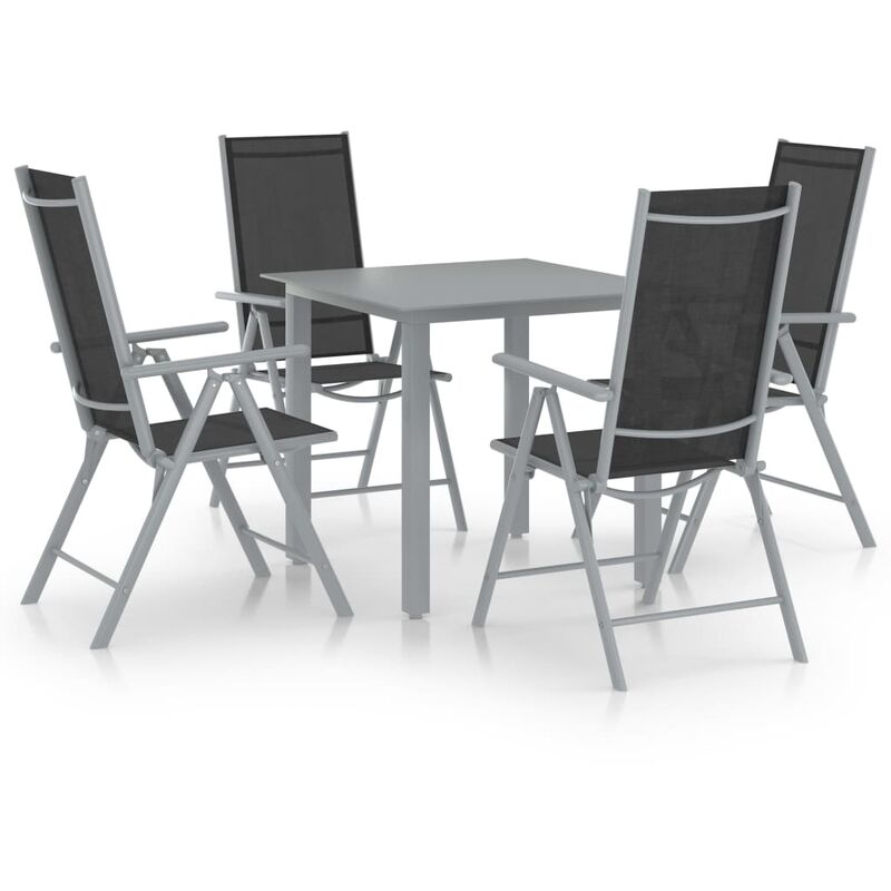 

set de comedor para jardín 5 piezas aluminio plata y negro - Rogal