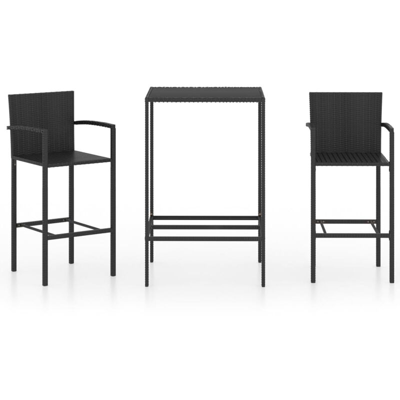 

set de muebles de bar de jardín 3 piezas ratán sintético negro - Rogal