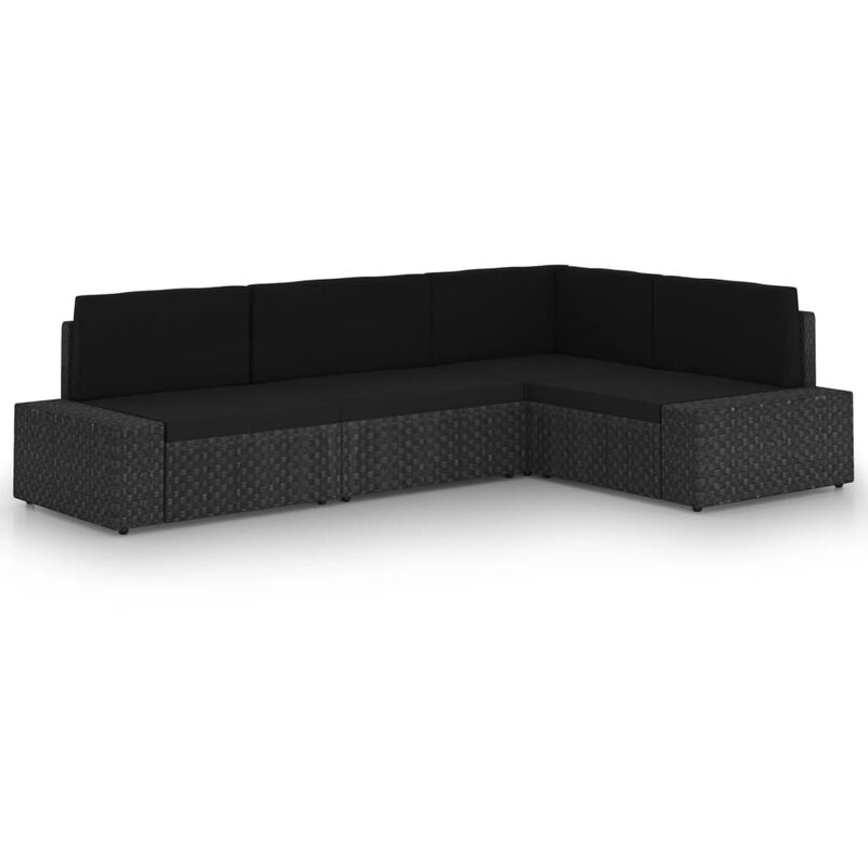 

set de muebles de jardín 4 pzas ratán sintético y cojines negro - Rogal