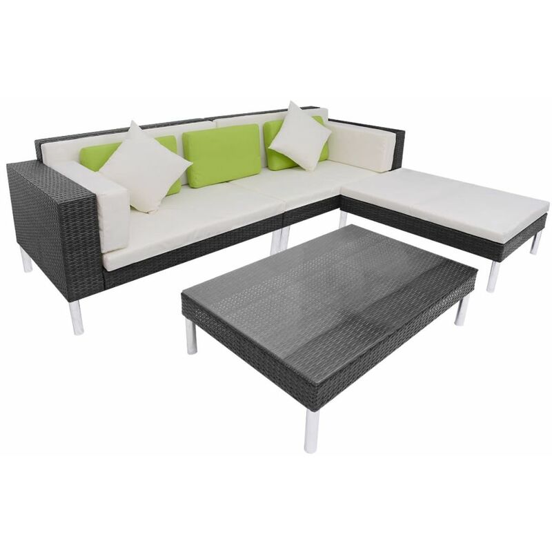 

Rogal set de muebles de jardín 4 pzas y cojines ratán sintético negro Rogal