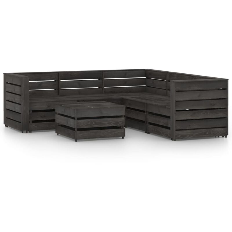 

set de muebles de jardín 6 pzas madera de pino impregnada gris - Rogal