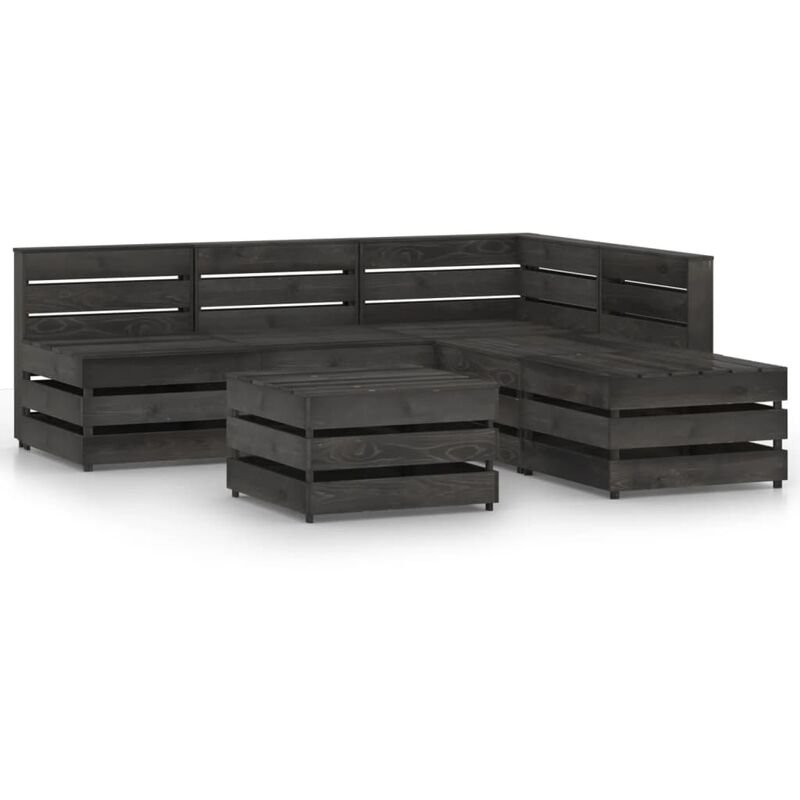 

set de muebles de jardín 6 pzas madera de pino impregnada gris - Rogal