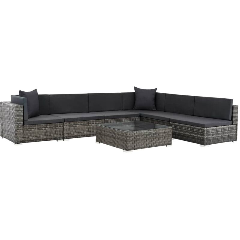 

Rogal set de muebles de jardín 7 pzas y cojines ratán sintético gris Rogal