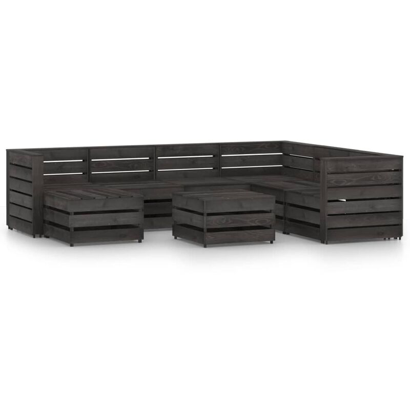 

set de muebles de jardín 8 pzas madera de pino impregnada gris - Rogal