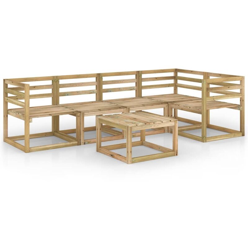 

set de muebles jardín 6 piezas madera de pino impregnada verde - Rogal