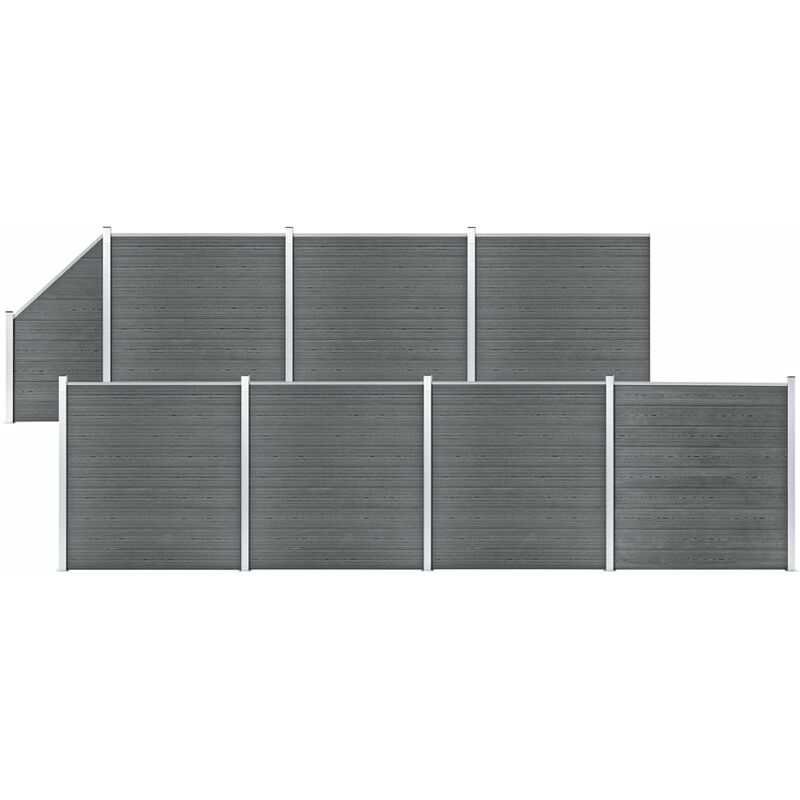 

set de valla 7 cuadradas + 1 oblicua wpc gris 1311x186 cm - Rogal