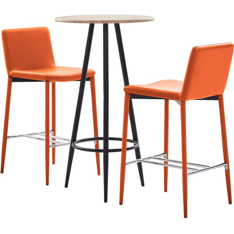 

set mesa alta y taburetes de bar 3 pzas cuero sintético naranja - Rogal