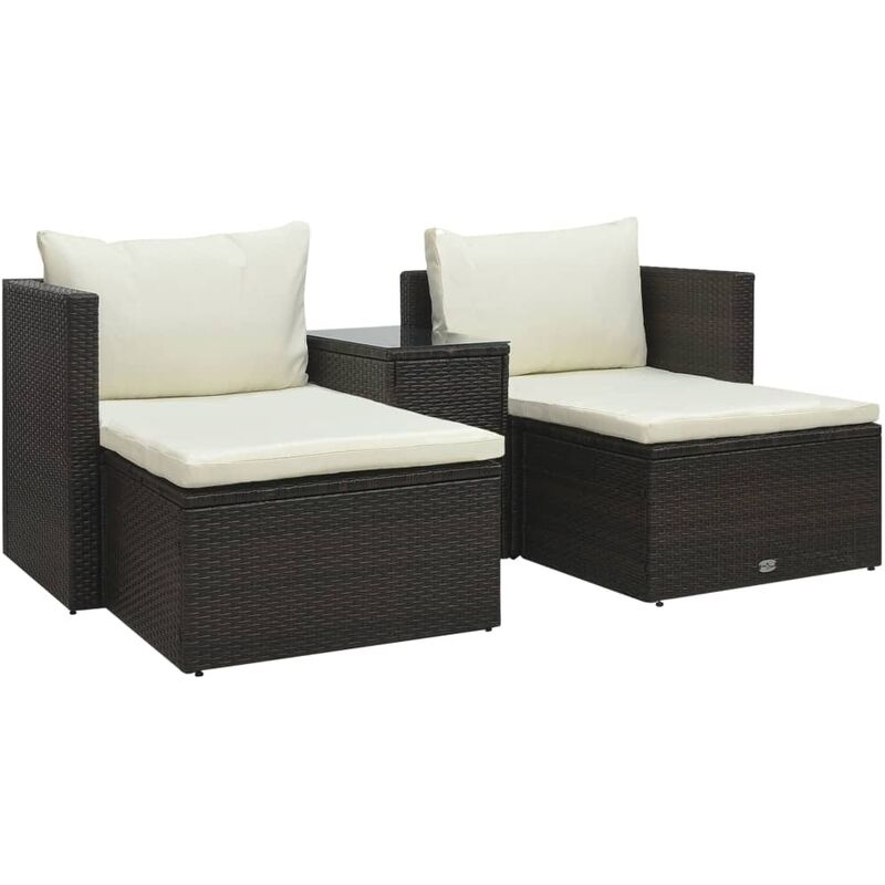 

set muebles de jardín 5 piezas y cojines ratán sintético marrón - Rogal