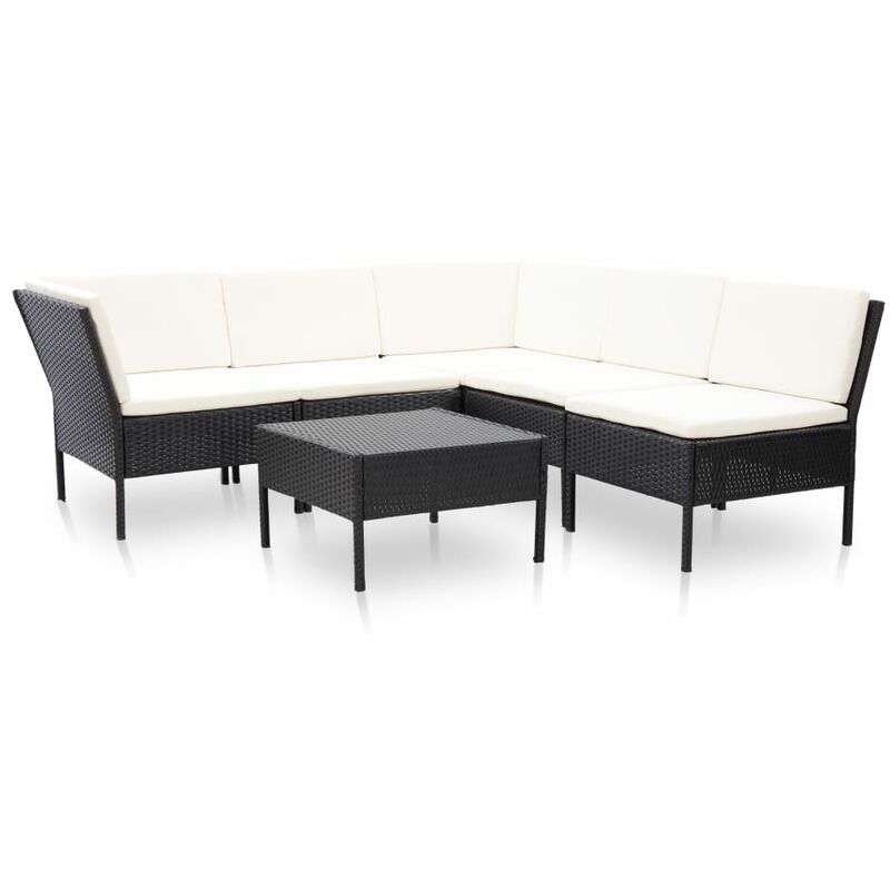 

Rogal set muebles de jardín 6 piezas y cojines ratán sintético negro Rogal