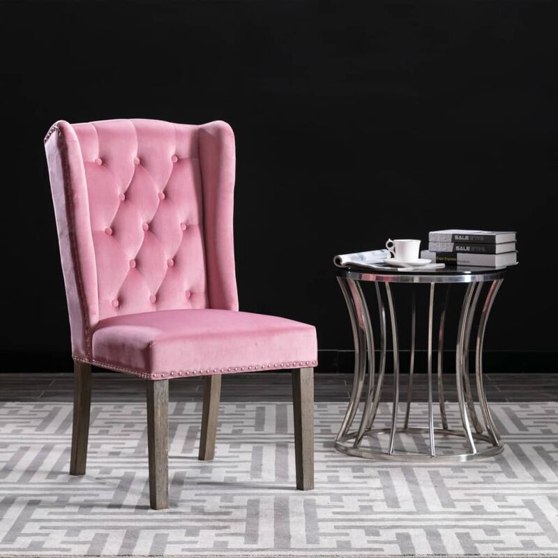 

silla de comedor de terciopelo rosa - Rogal