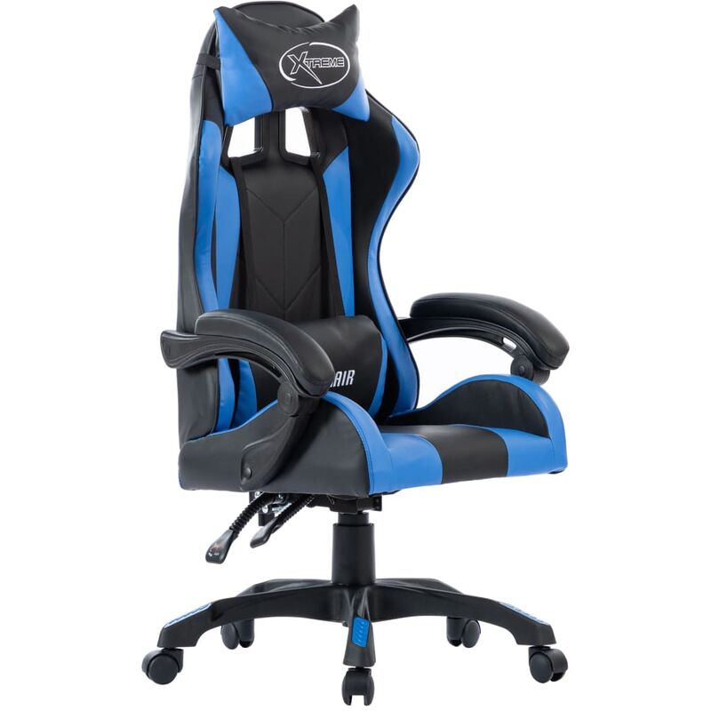 

silla gaming de cuero sintético azul - Rogal