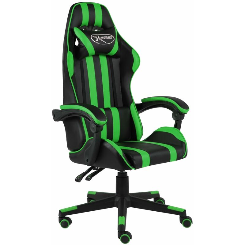 

silla gaming de cuero sintético negro y verde - Rogal